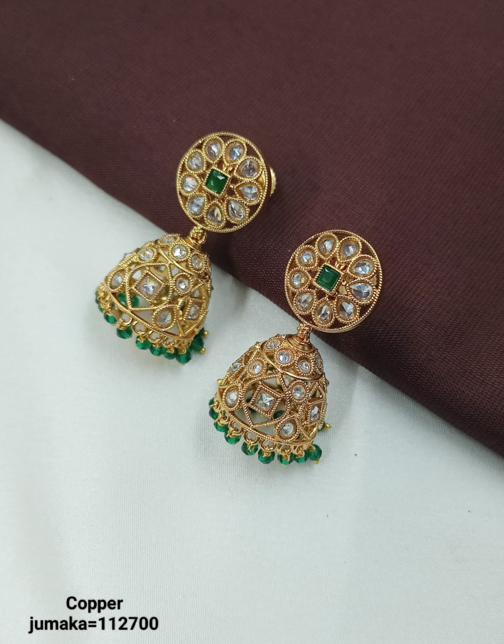 Elegant Traditional Jhumka Earrings with Gemstone Detailing